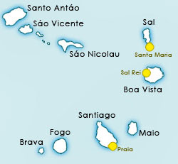 Karta Info & fakta om Kap Verde öarna Sal Boa Vista Santiago Fogo Maio Sao Vicente Klimat Väder & gratis aktiviteter