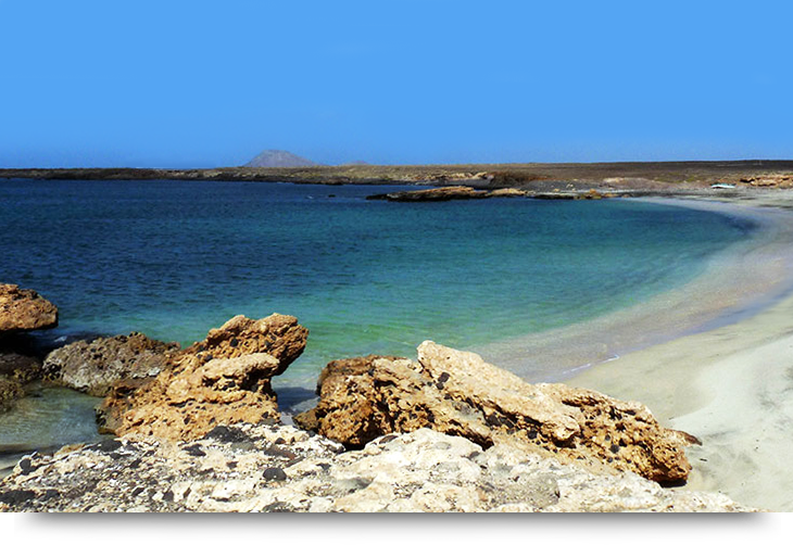 Fishing and empty desert beach at Calheta Funda, Cape Verde islands and Sal info & facts.